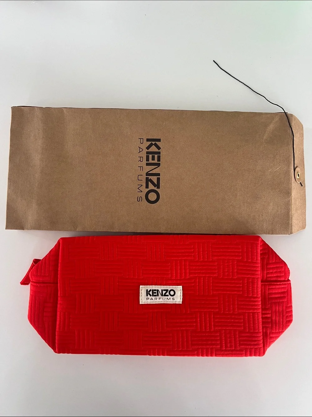 Kenzo Red Quilted Logo Cosmetic Pouch